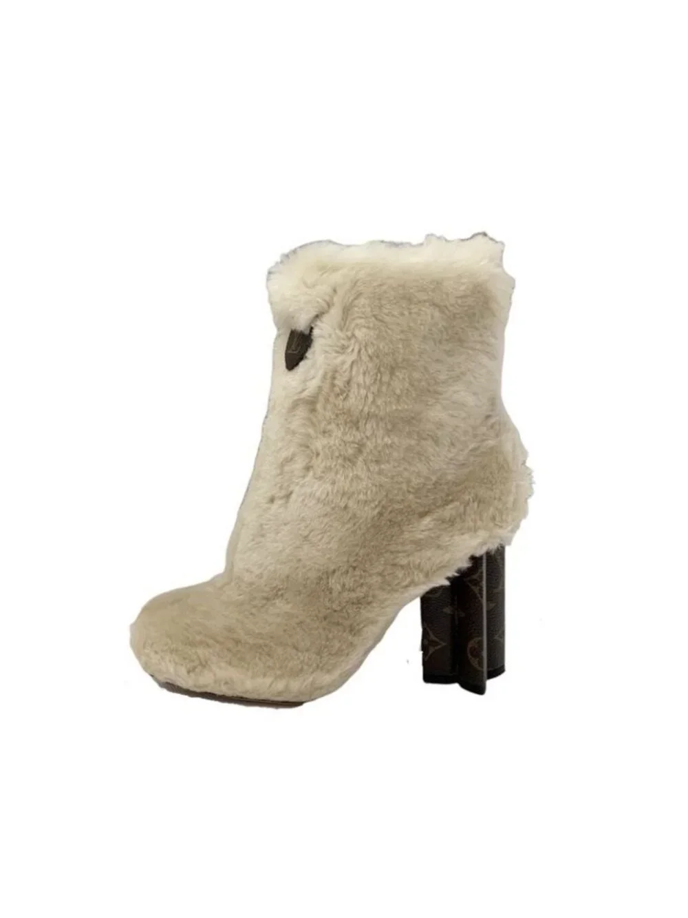 Louis Vuitton Silhouette Line Monogram Boots Short Shoes Fur Leather - Picture 3 of 9